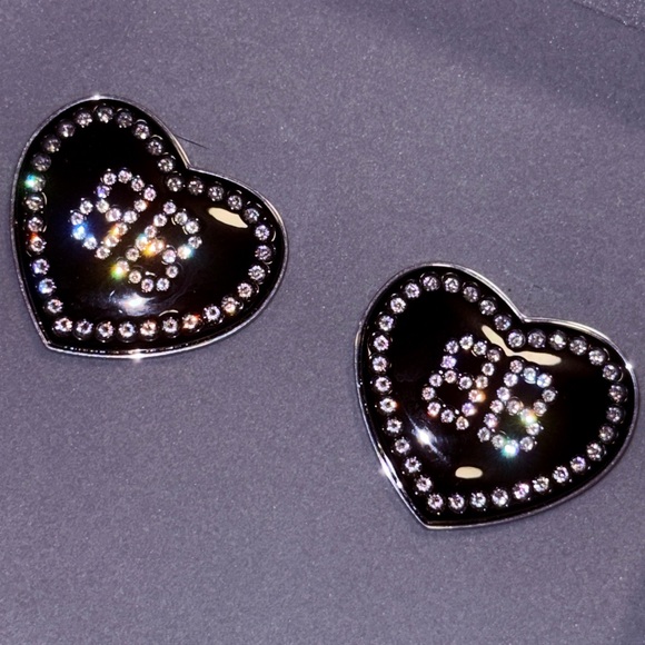 BALENCIAGA CRUSH 1.0 EARRINGS - BLACK/SILVER WITH STRASS - Picture 3 of 8